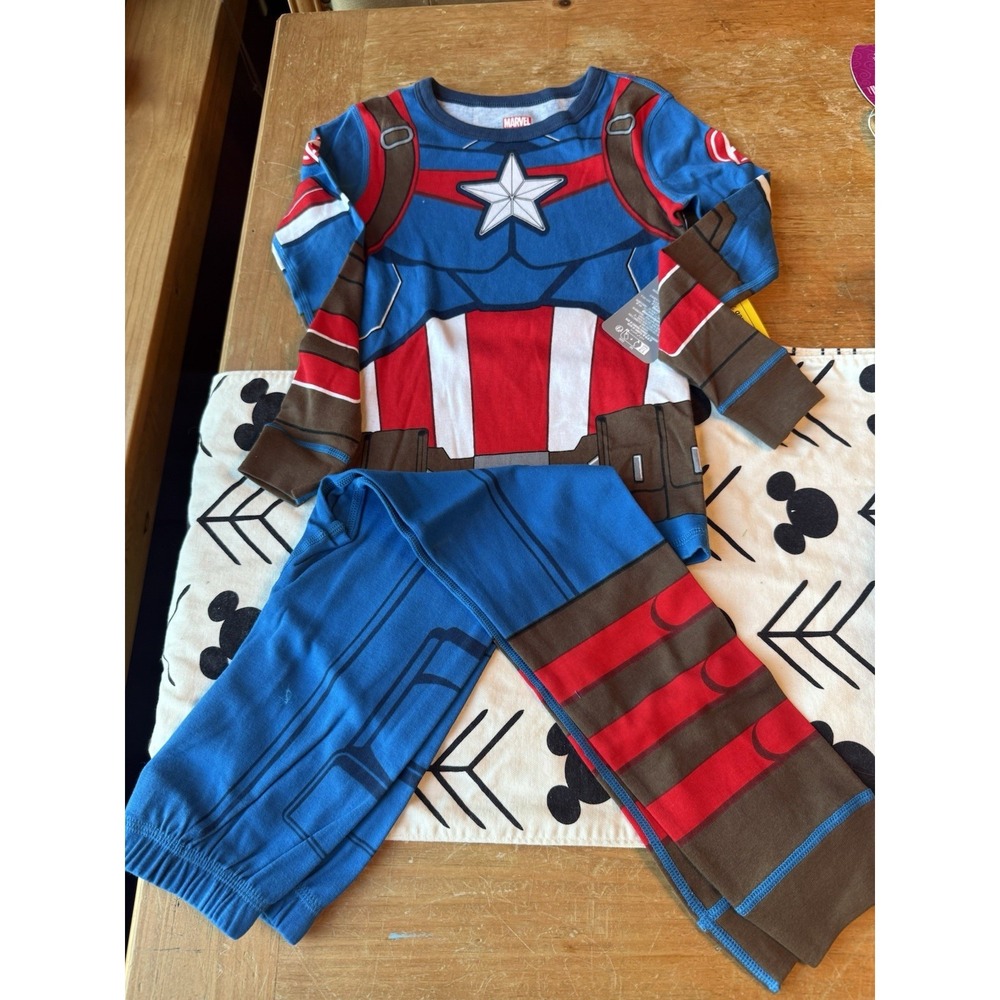 New DISNEY STORE Captain America Costume Boys Pajamas PAL Pajama Set Size 6 NWT